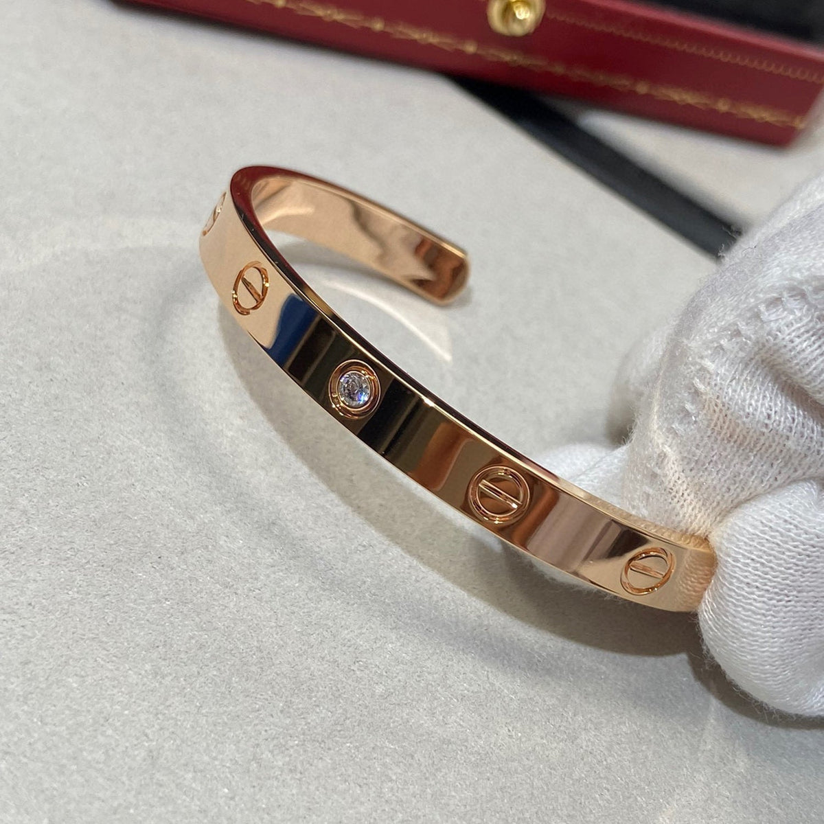 [⭐Sparkve]LOVE BRACELET 6.1MM 1 DIAMOND OPEN CUFF
