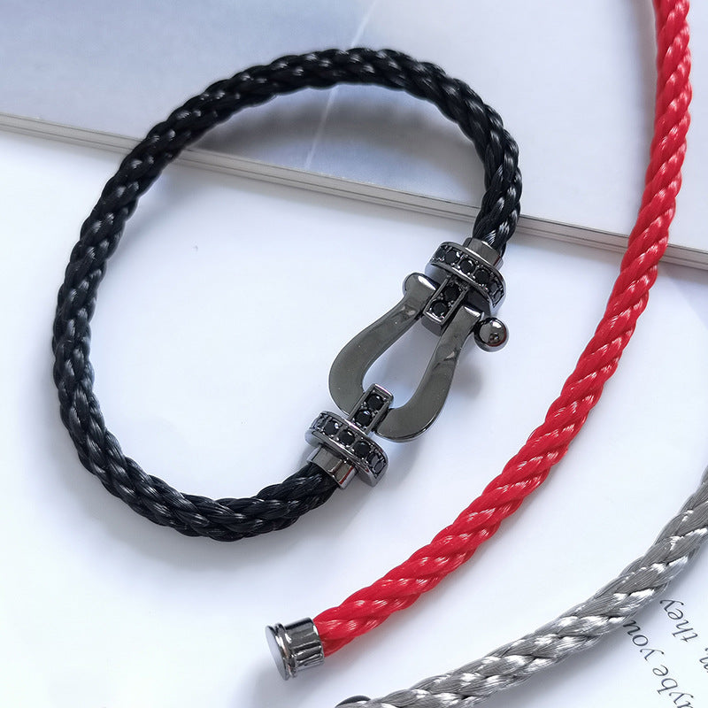 [⭐Sparkve]FORCE LARGE SERIES HORSESHOE BLACK SAMURAI BRACELET