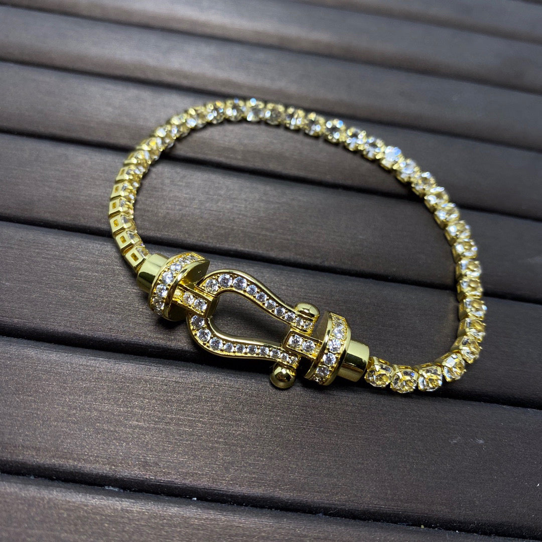 [⭐Sparkve]FORCE  LARGE HORSESHOE FULL DIAMOND TENNIS BRACELET