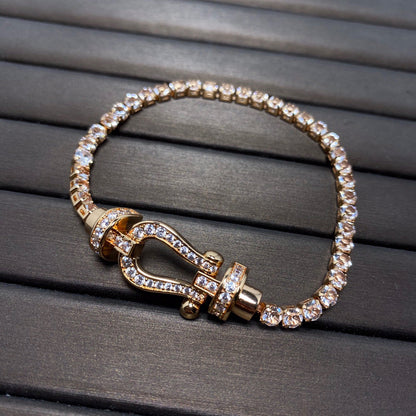 [⭐Sparkve]FORCE  LARGE HORSESHOE FULL DIAMOND TENNIS BRACELET