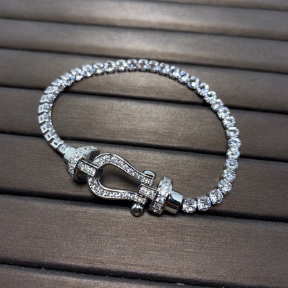 [⭐Sparkve]FORCE  LARGE HORSESHOE FULL DIAMOND TENNIS BRACELET