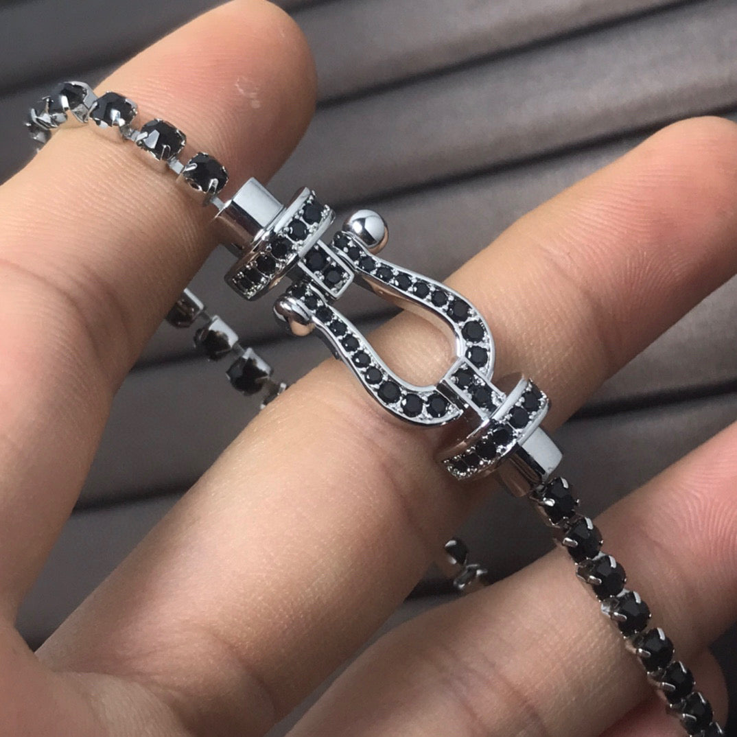 [⭐Sparkve]FORCE  LARGE HORSESHOE FULL DIAMOND TENNIS BRACELET