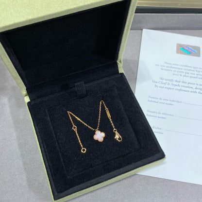 [⭐Sparkve]CLOVER 15MM PINK MOTHER-OF-PEARL SINGLE FLOWER NECKLACE