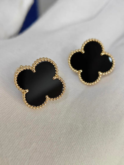[⭐Sparkve]CLOVER 20MM BLACK MOP EARRINGS