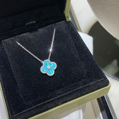 [⭐Sparkve]CLOVER 15MM DIAMOND SVRES PORCELAIN  NECKLACE SILVER