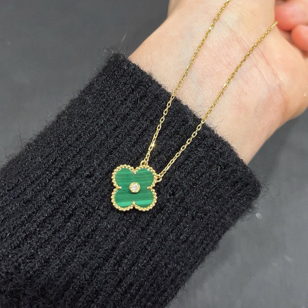 [⭐Sparkve]CLOVER 15MM DIAMOND TURQUOISE NECKLACE