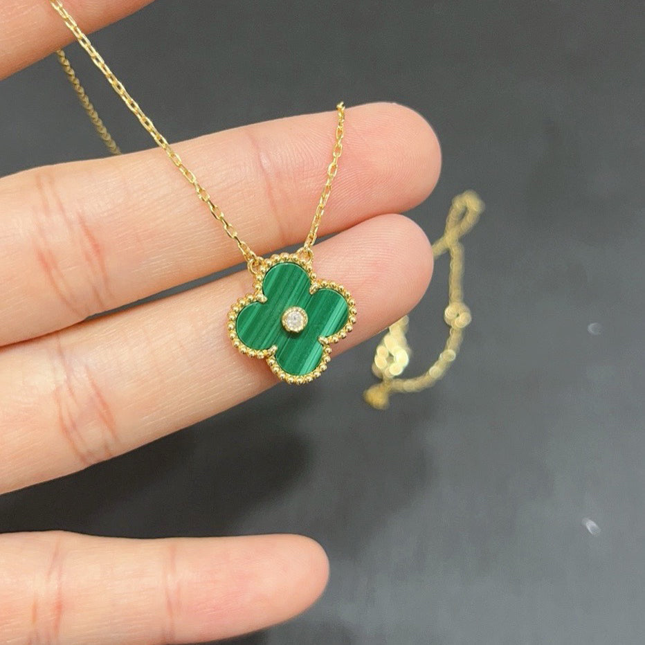 [⭐Sparkve]CLOVER 15MM DIAMOND TURQUOISE NECKLACE