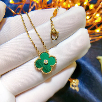[⭐Sparkve]CLOVER 15MM DIAMOND TURQUOISE NECKLACE