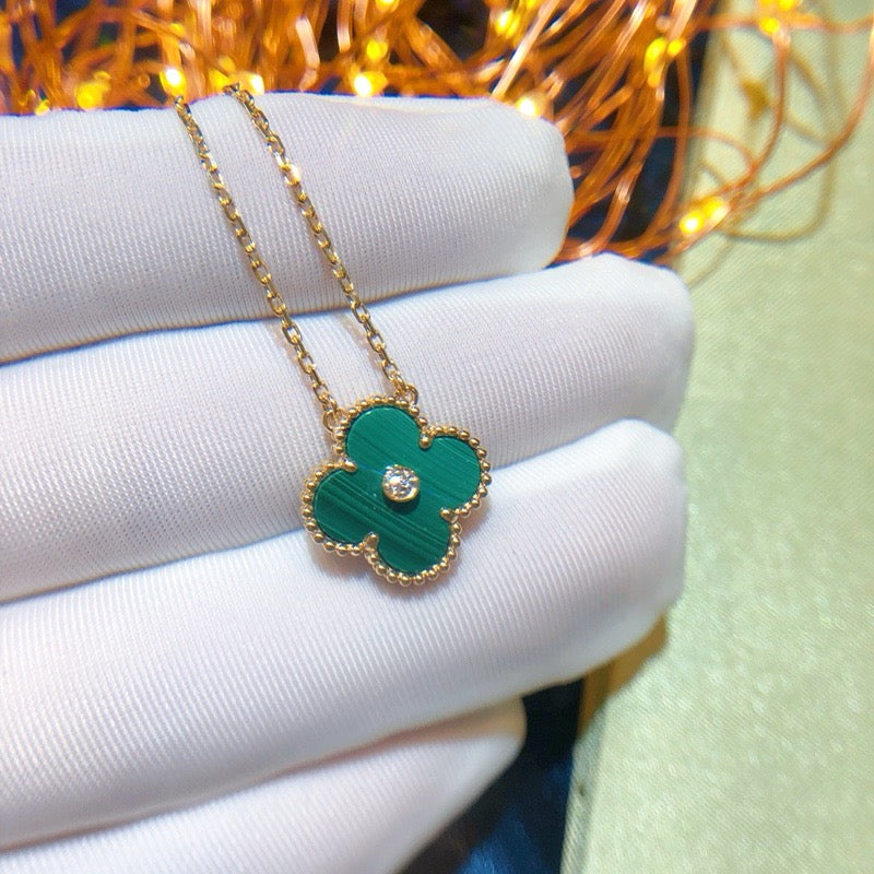 [⭐Sparkve]CLOVER 15MM DIAMOND TURQUOISE NECKLACE