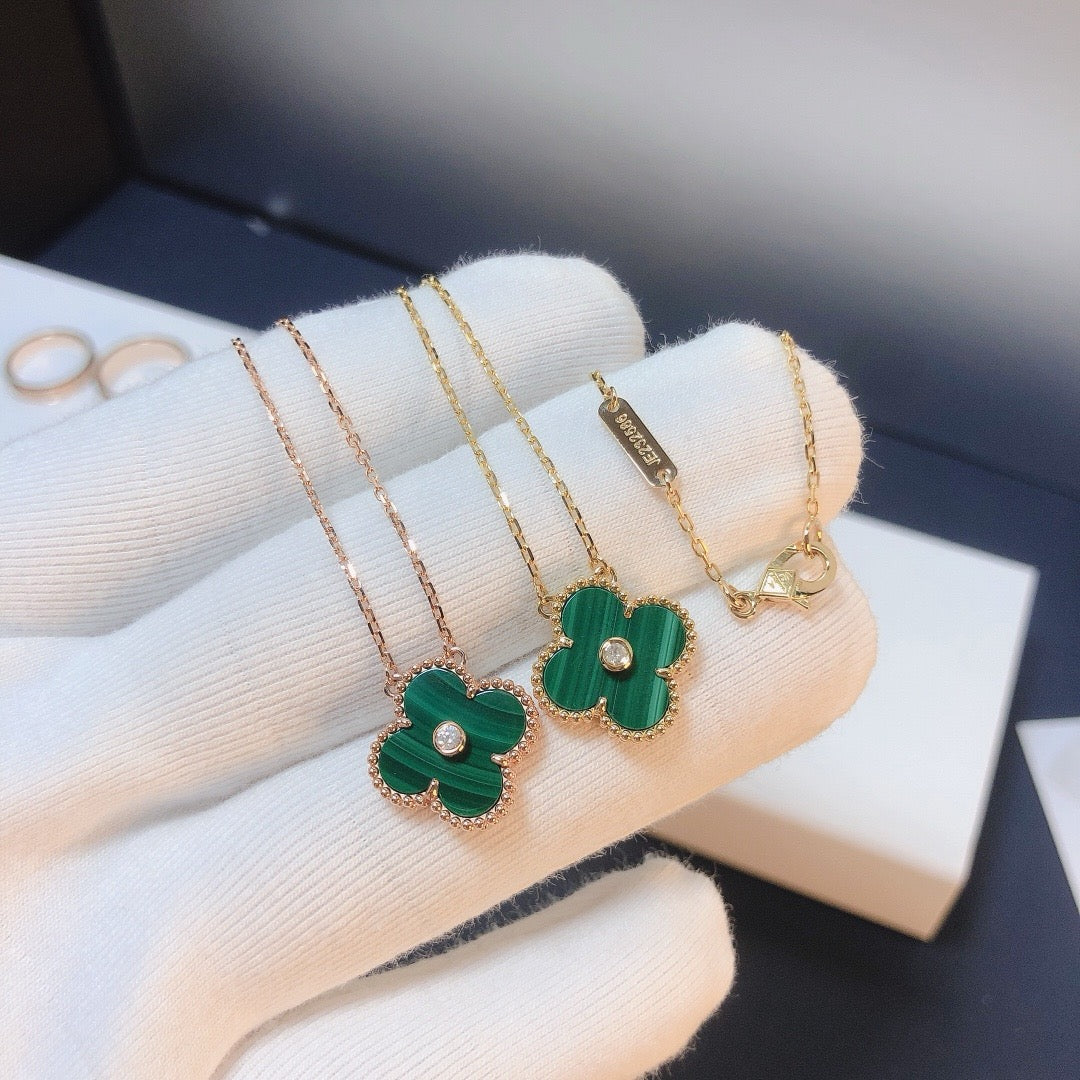 [⭐Sparkve]CLOVER 15MM DIAMOND TURQUOISE NECKLACE