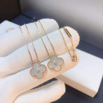 [⭐Sparkve]CLOVER 15MM DIAMOND WHITE FRITILLARIA NECKLACE