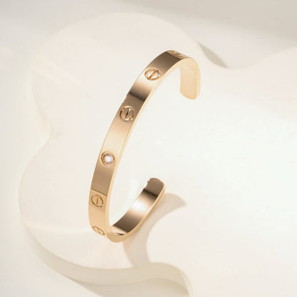 [⭐Sparkve]LOVE BRACELET 6.1MM 1 DIAMOND OPEN CUFF