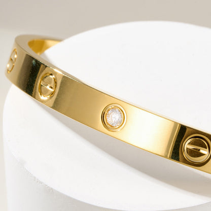 [⭐Sparkve]LOVE BRACELET 6.1MM 1 DIAMOND OPEN CUFF