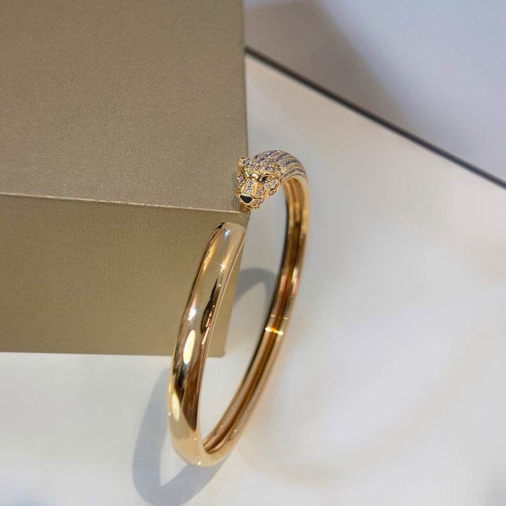 [⭐Sparkve]PANTHERE HALF DIAMOND OPEN BRACELET