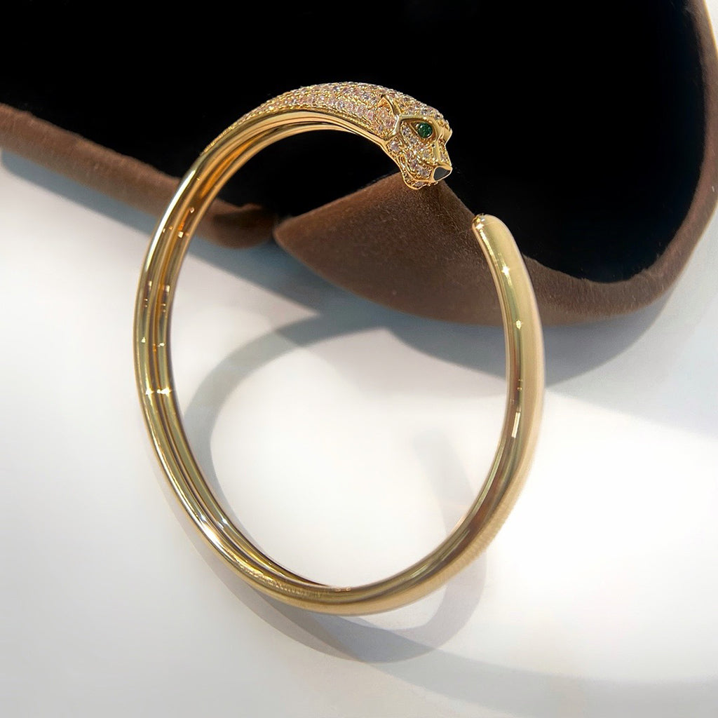 [⭐Sparkve]PANTHERE HALF DIAMOND OPEN BRACELET