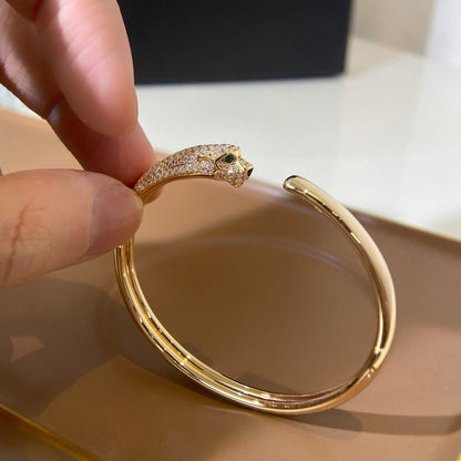 [⭐Sparkve]PANTHERE HALF DIAMOND OPEN BRACELET