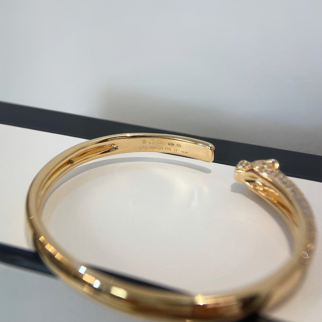 [⭐Sparkve]PANTHERE HALF DIAMOND OPEN BRACELET