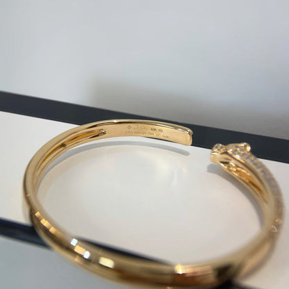 [⭐Sparkve]PANTHERE HALF DIAMOND OPEN BRACELET