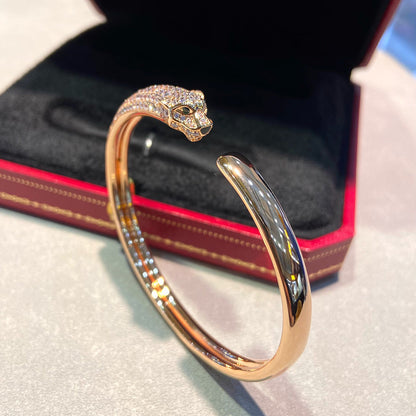 [⭐Sparkve]PANTHERE HALF DIAMOND OPEN BRACELET