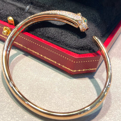 [⭐Sparkve]PANTHERE HALF DIAMOND OPEN BRACELET