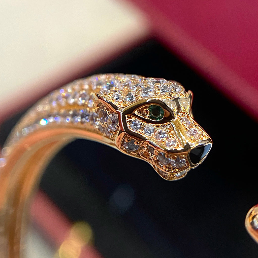 [⭐Sparkve]PANTHERE HALF DIAMOND OPEN BRACELET