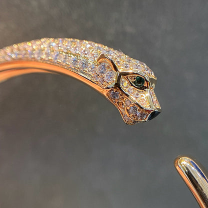 [⭐Sparkve]PANTHERE HALF DIAMOND OPEN BRACELET