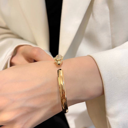 [⭐Sparkve]PANTHERE HALF DIAMOND OPEN BRACELET