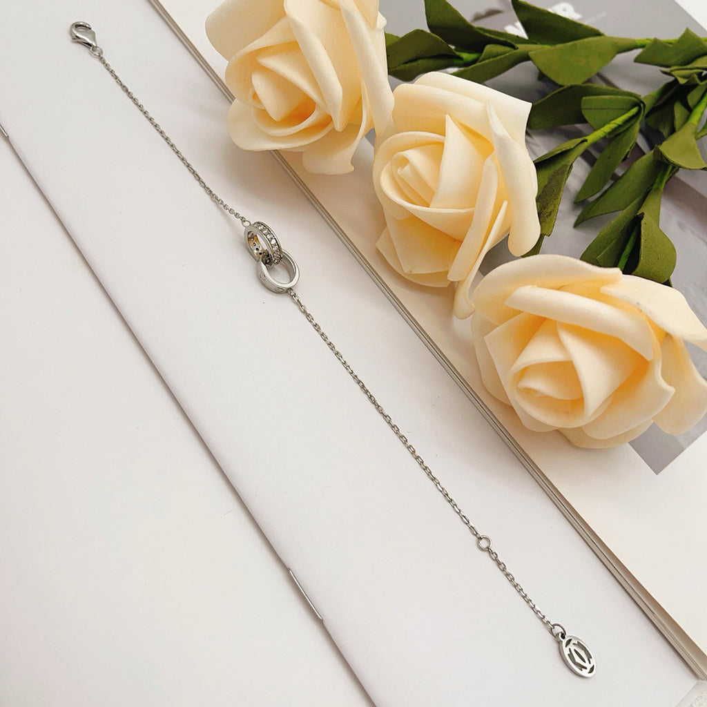 [⭐Sparkve]LOVE DOUBLE RING HALF DIAMOND BRACELET