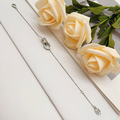 [⭐Sparkve]LOVE DOUBLE RING HALF DIAMOND BRACELET