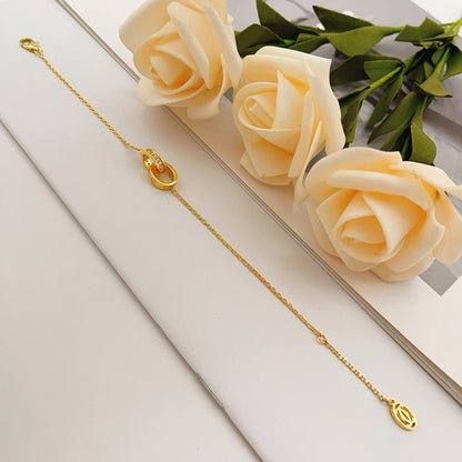 [⭐Sparkve]LOVE DOUBLE RING HALF DIAMOND BRACELET