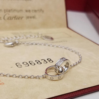 [⭐Sparkve]LOVE DOUBLE RING HALF DIAMOND BRACELET