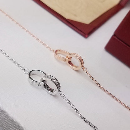 [⭐Sparkve]LOVE DOUBLE RING HALF DIAMOND BRACELET