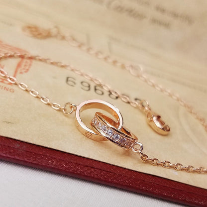[⭐Sparkve]LOVE DOUBLE RING HALF DIAMOND BRACELET