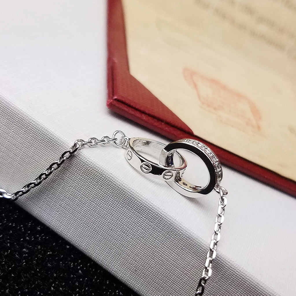 [⭐Sparkve]LOVE DOUBLE RING HALF DIAMOND BRACELET