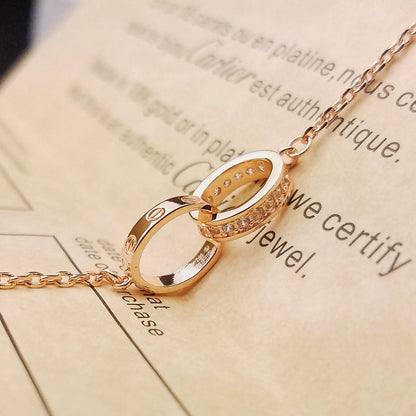 [⭐Sparkve]LOVE DOUBLE RING HALF DIAMOND BRACELET