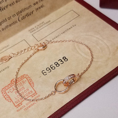 [⭐Sparkve]LOVE DOUBLE RING HALF DIAMOND BRACELET