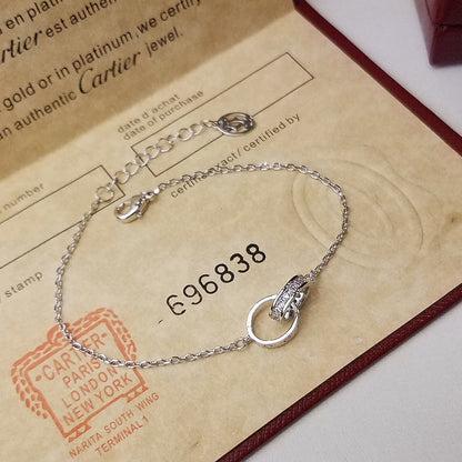 [⭐Sparkve]LOVE DOUBLE RING HALF DIAMOND BRACELET