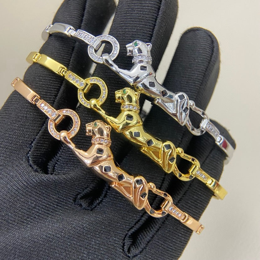 [⭐Sparkve]PANTHERE HALF DIAMOND ON CHAIN BRACELET