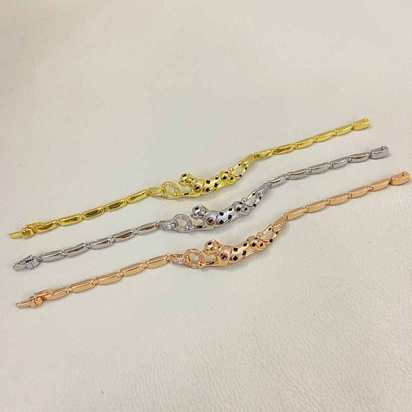 [⭐Sparkve]PANTHERE HALF DIAMOND ON CHAIN BRACELET