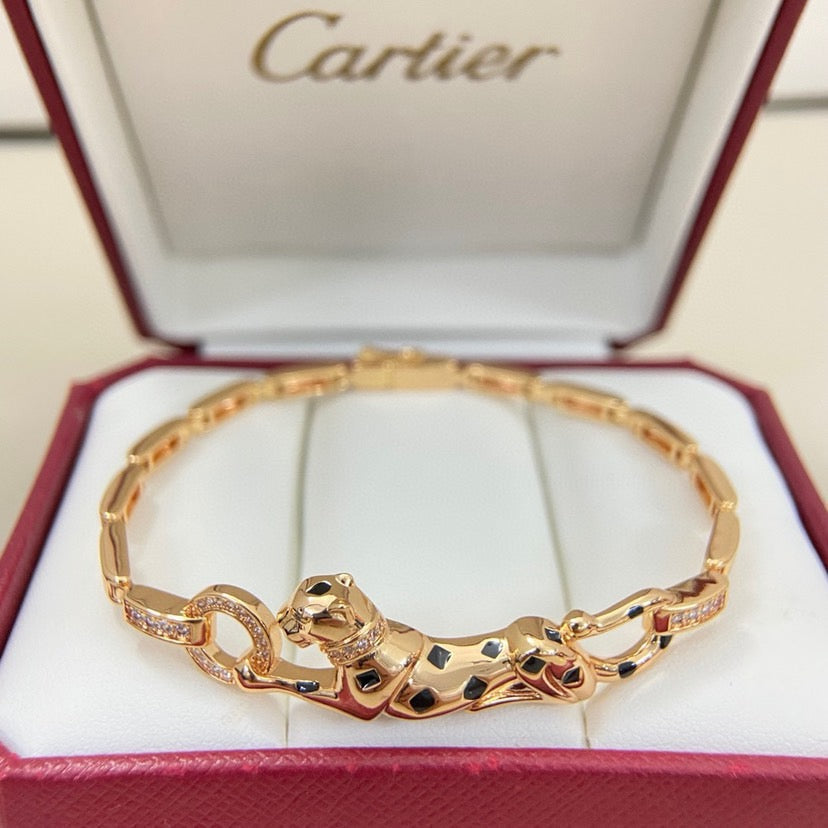 [⭐Sparkve]PANTHERE HALF DIAMOND ON CHAIN BRACELET