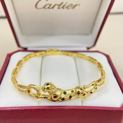 [⭐Sparkve]PANTHERE HALF DIAMOND ON CHAIN BRACELET