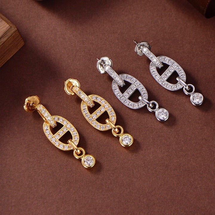 [⭐Sparkve]HM CHAINE DIAMOND EARRINGS