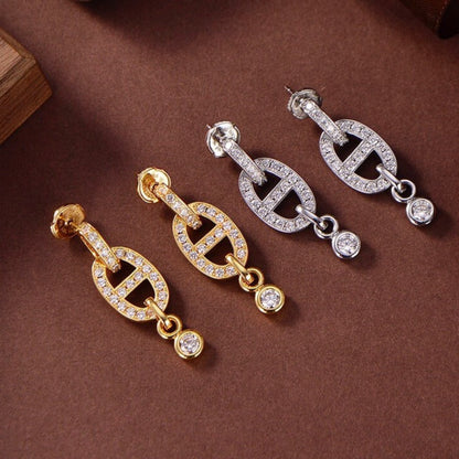 [⭐Sparkve]HM CHAINE DIAMOND EARRINGS