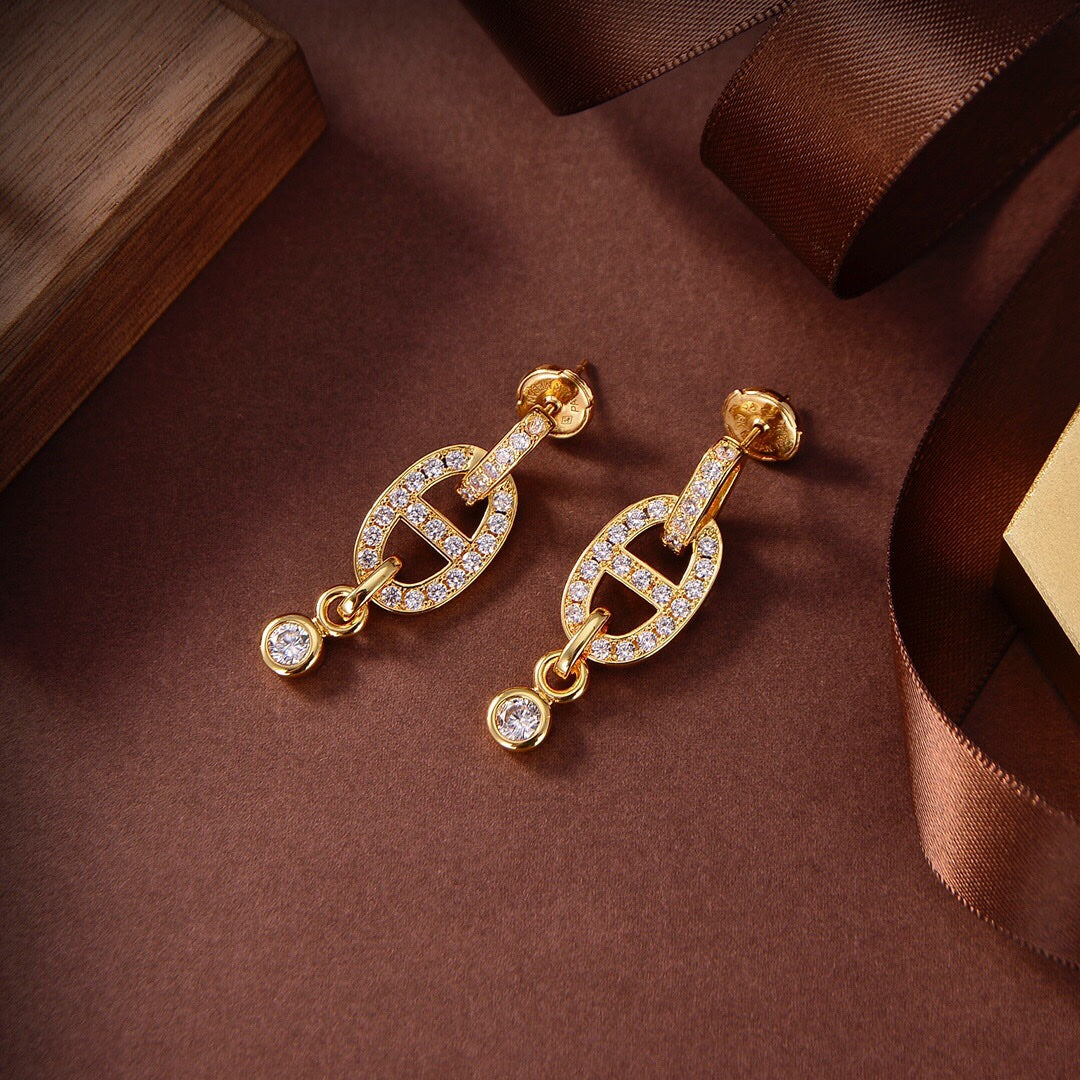 [⭐Sparkve]HM CHAINE DIAMOND EARRINGS