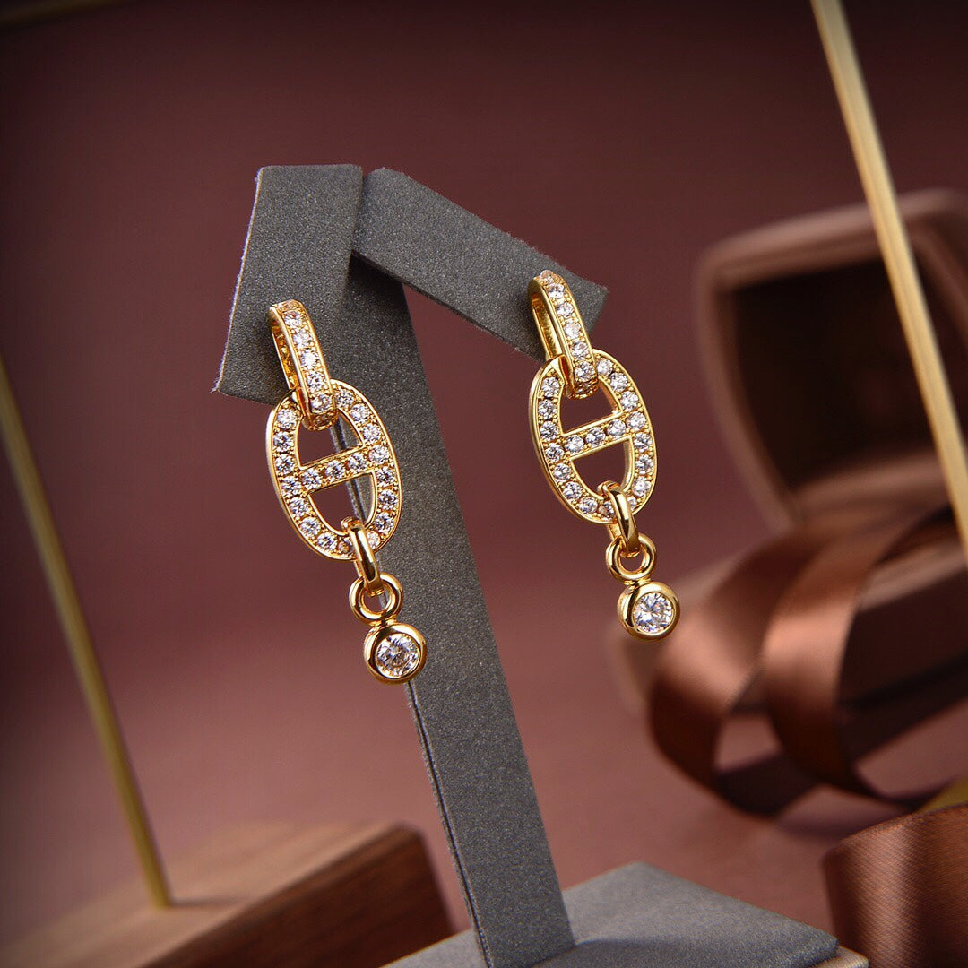 [⭐Sparkve]HM CHAINE DIAMOND EARRINGS