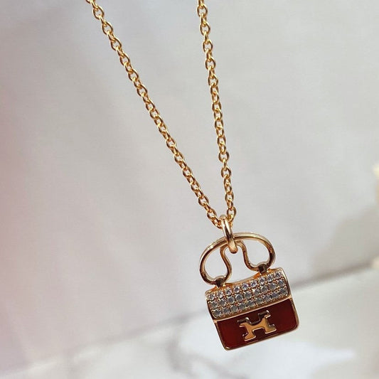[⭐Sparkve]CONSTANCE RED PEDANT PINK GOLD NECKLACE