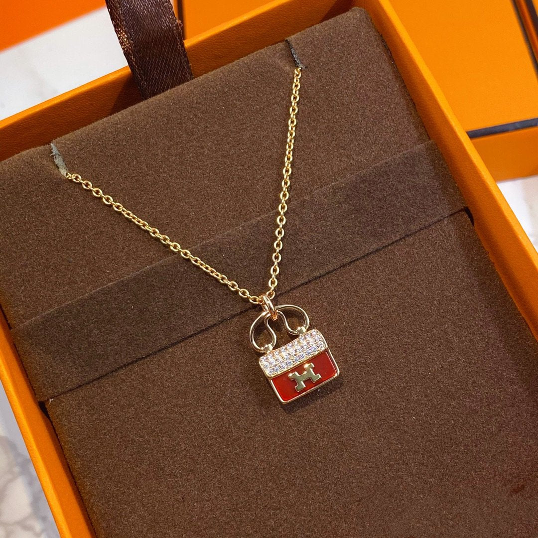 [⭐Sparkve]CONSTANCE RED PEDANT PINK GOLD NECKLACE