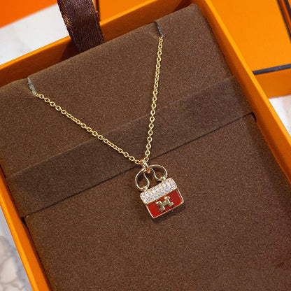[⭐Sparkve]CONSTANCE RED PEDANT PINK GOLD NECKLACE