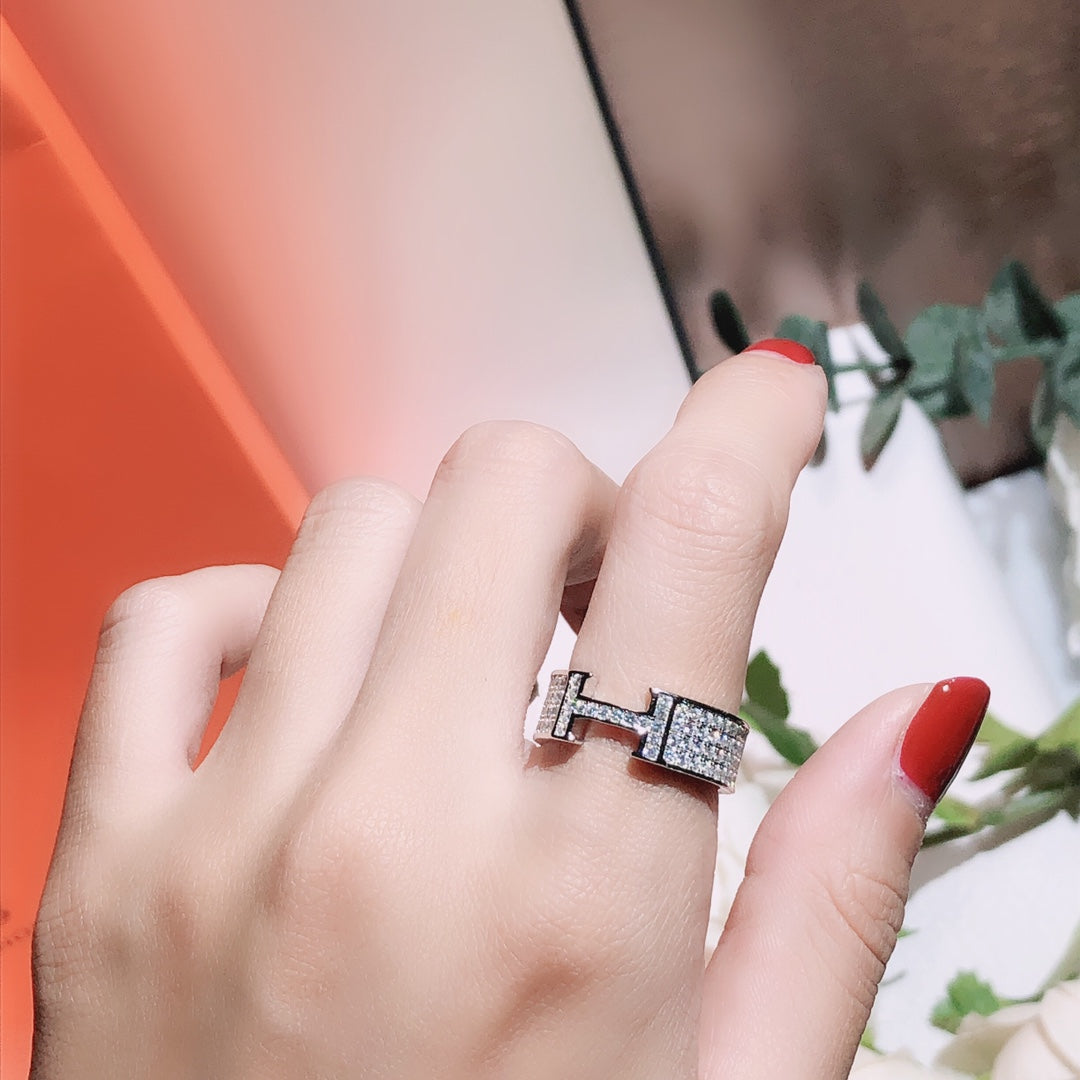 [⭐Sparkve]H RING FULL DIAMOND