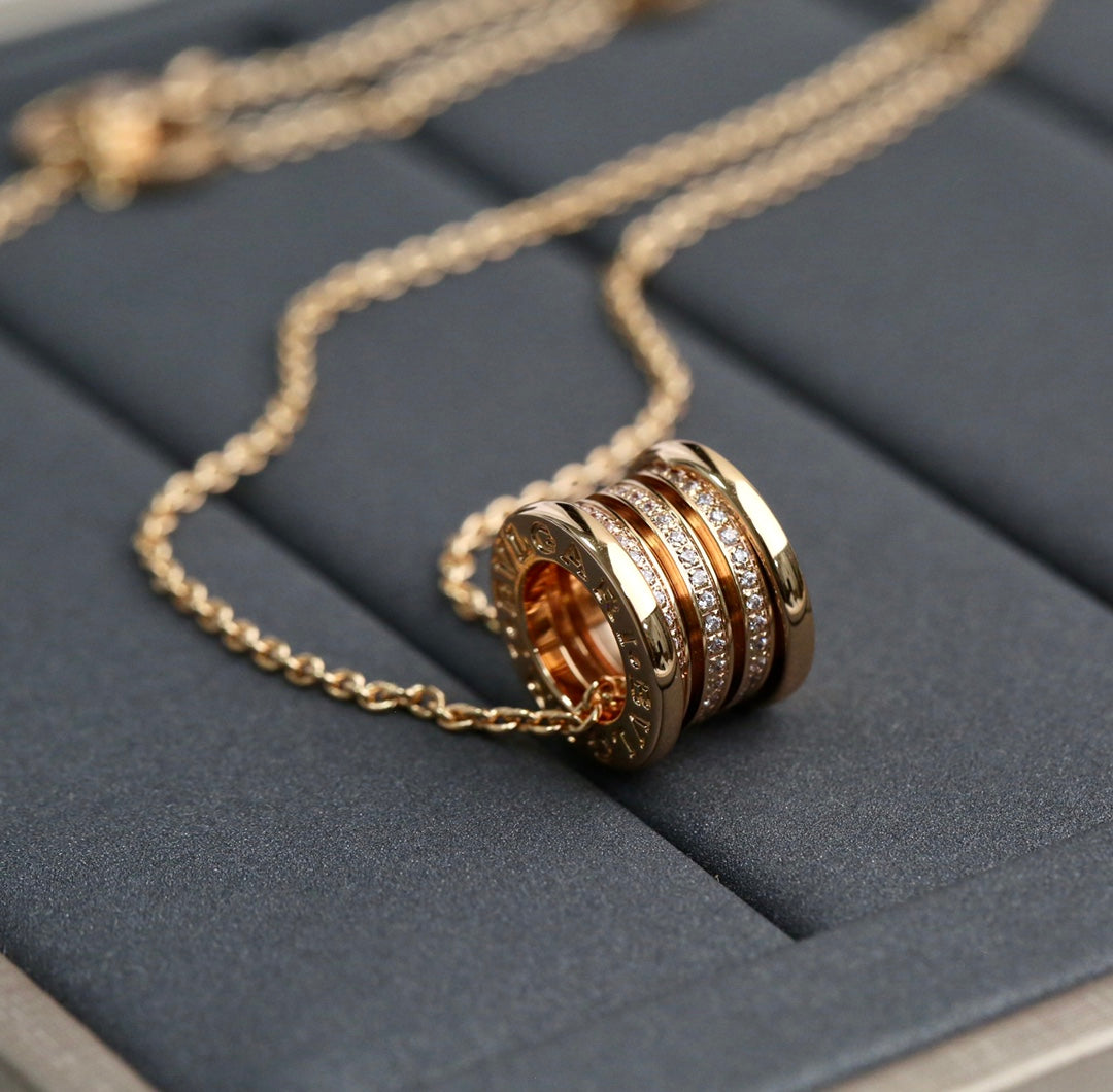 [⭐Sparkve]ZERO 1 PINK GOLD DIAMOND NECKLACE
